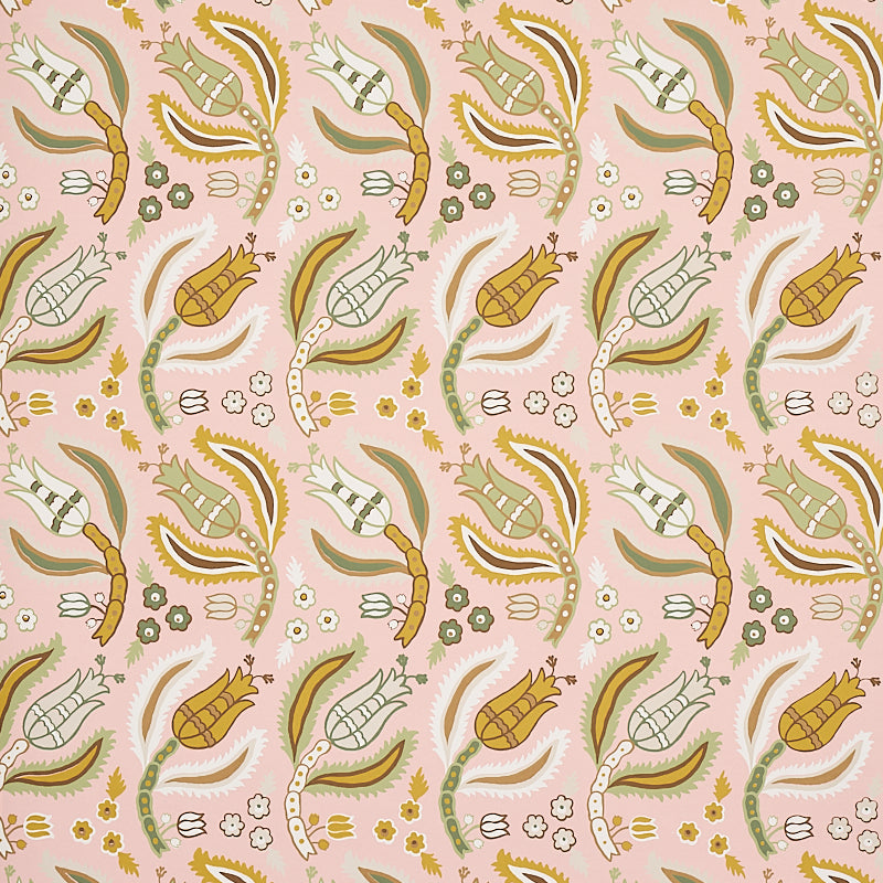 Schumacher Malabar Vine Blush Wallpaper Sample 5012342