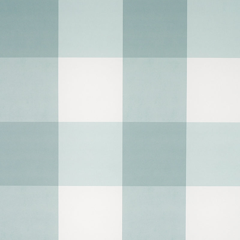 Schumacher Willa Check Large Seaglass Wallpaper Sample 5012356
