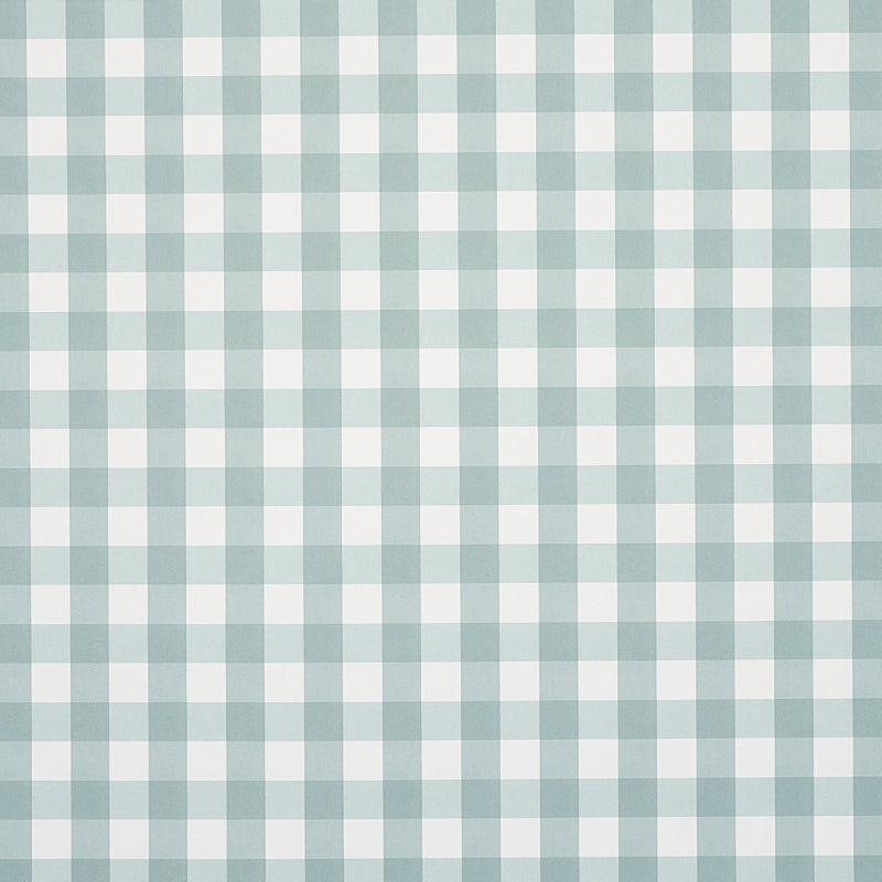 Schumacher Willa Check Small Seaglass Wallpaper Sample 5012366