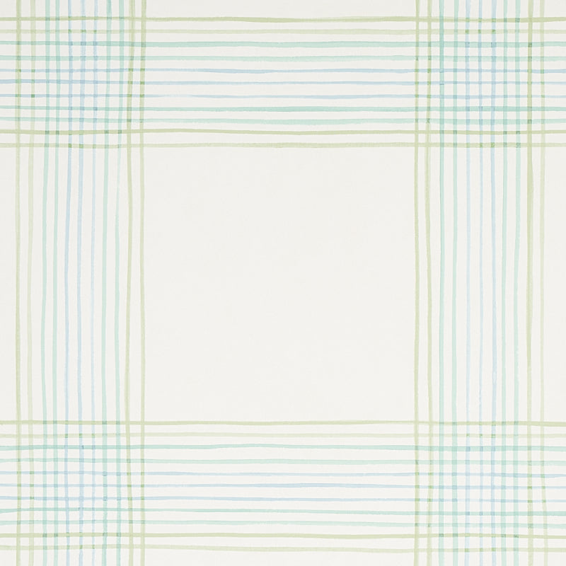 Schumacher Minerva Plaid Peacock Wallpaper Sample 5012370