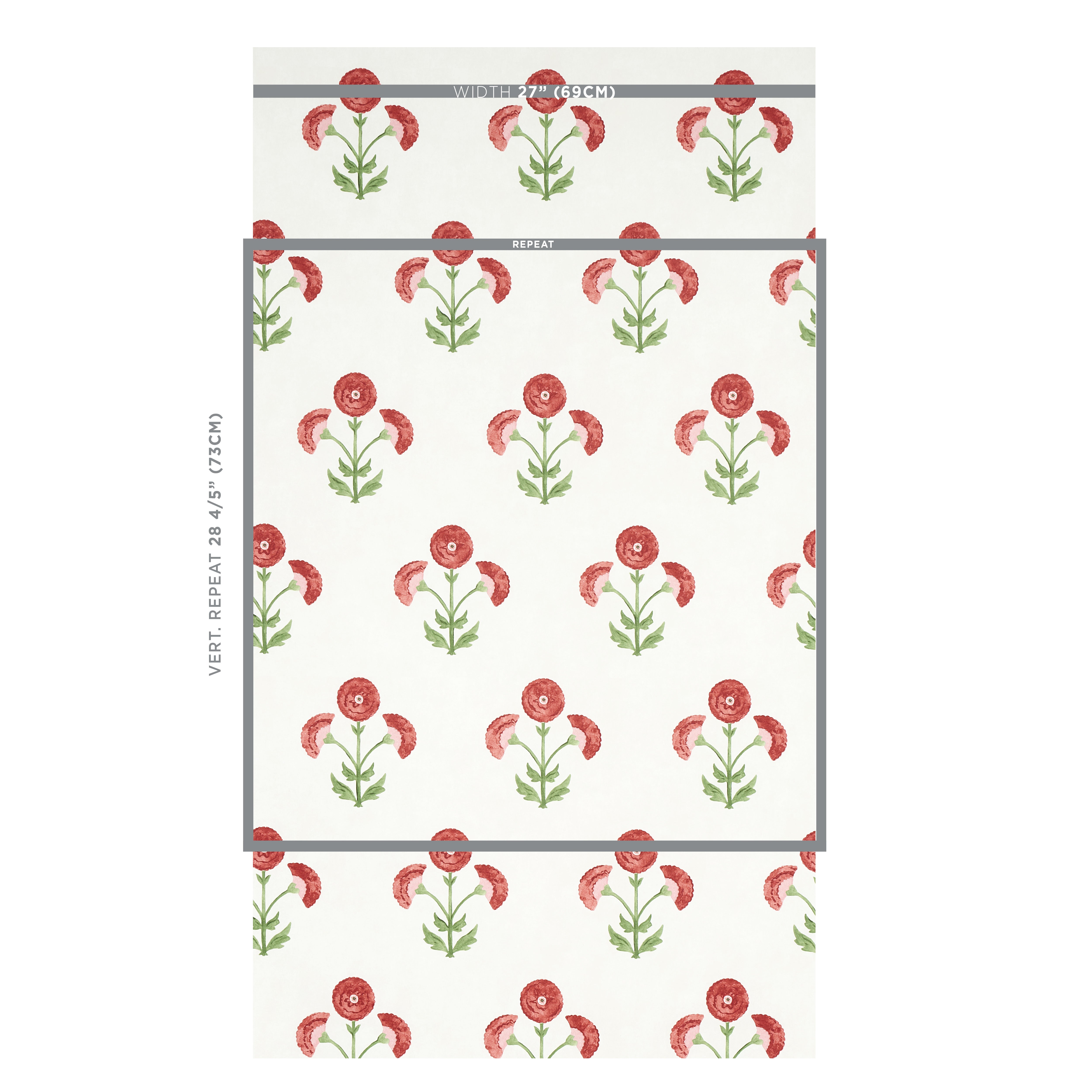Schumacher Saranda Flower Cardinal Wallpaper Sample 5012410