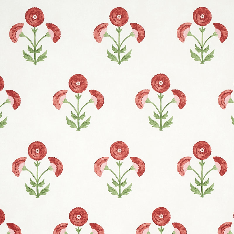 Schumacher Saranda Flower Cardinal Wallpaper Sample 5012410