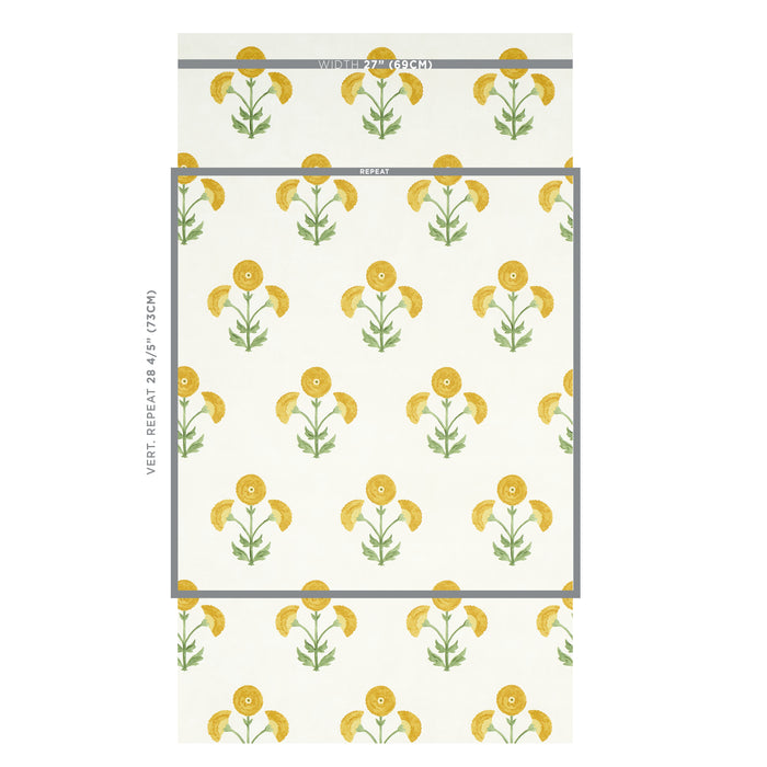 Schumacher Saranda Flower Marigold Wallpaper Sample 5012411