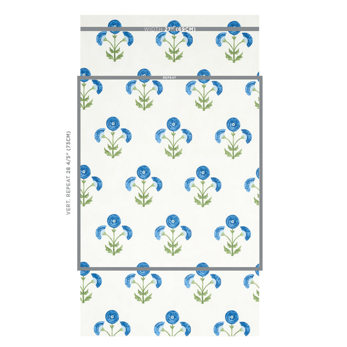 Schumacher Saranda Flower Royal Wallpaper Sample 5012412