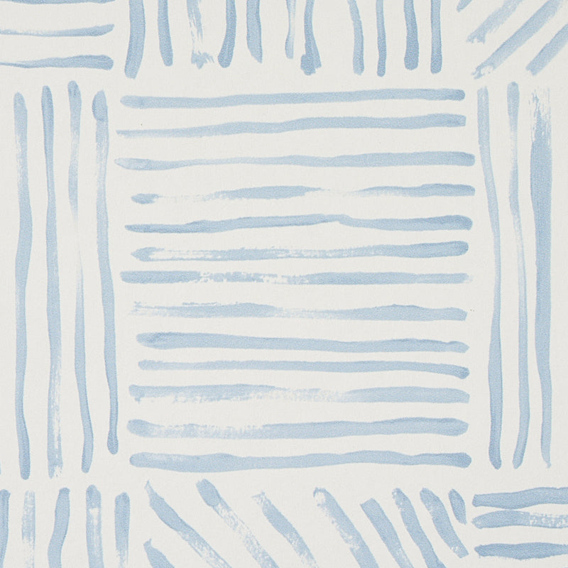 Schumacher Katama Blue On Ivory Wallpaper Sample 5012421