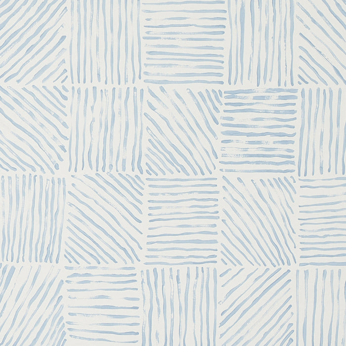 Schumacher Katama Blue On Ivory Wallpaper Sample 5012421