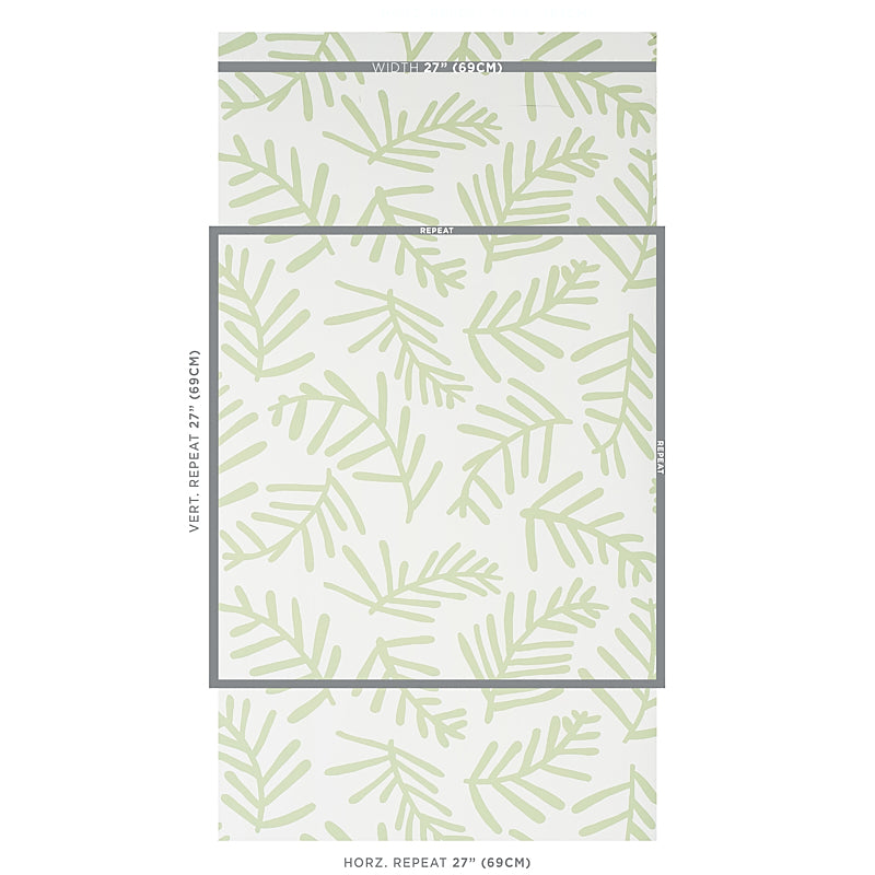 Schumacher Tiah Cove Sage Leaf Wallpaper Sample 5012450