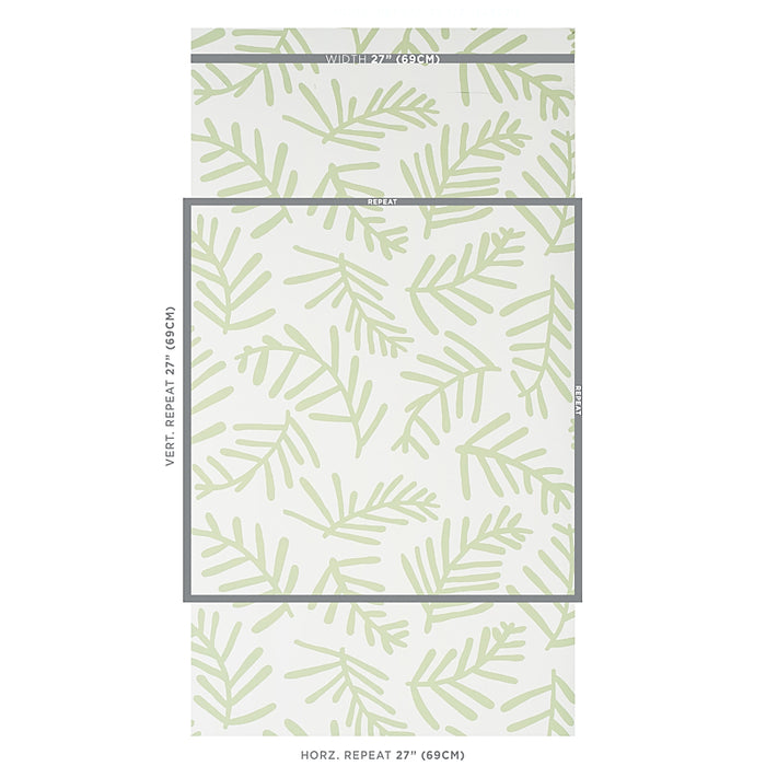 Schumacher Tiah Cove Sage Leaf Wallpaper Sample 5012450