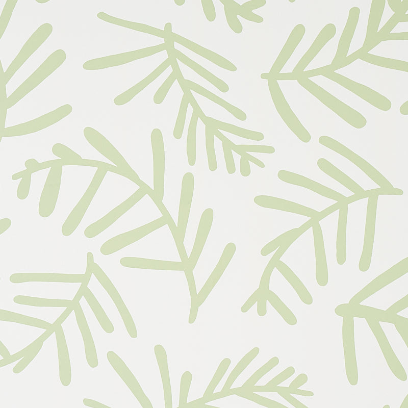 Schumacher Tiah Cove Sage Leaf Wallpaper Sample 5012450