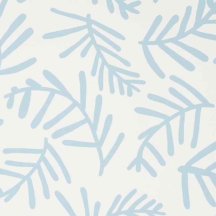 Schumacher Tiah Cove Blue Leaf Wallpaper Sample 5012451
