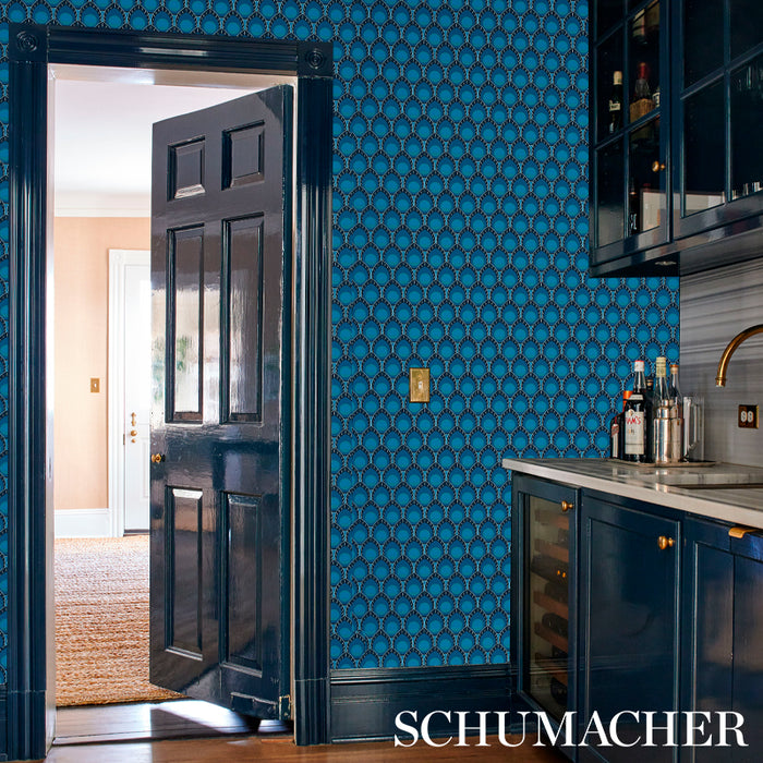 Schumacher Dawnridge Peacock Wallpaper Sample 5012521