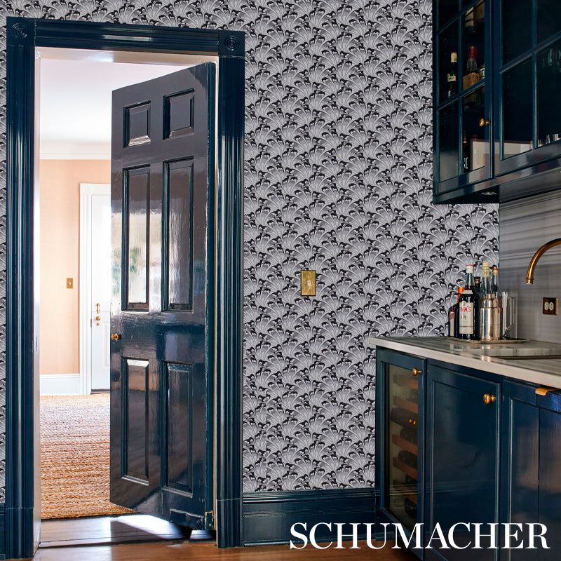 Schumacher Gotham Swing Charcoal Wallpaper Sample 5012530