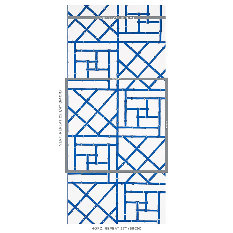 Schumacher Trellis Indigo Wallpaper Sample 5012570