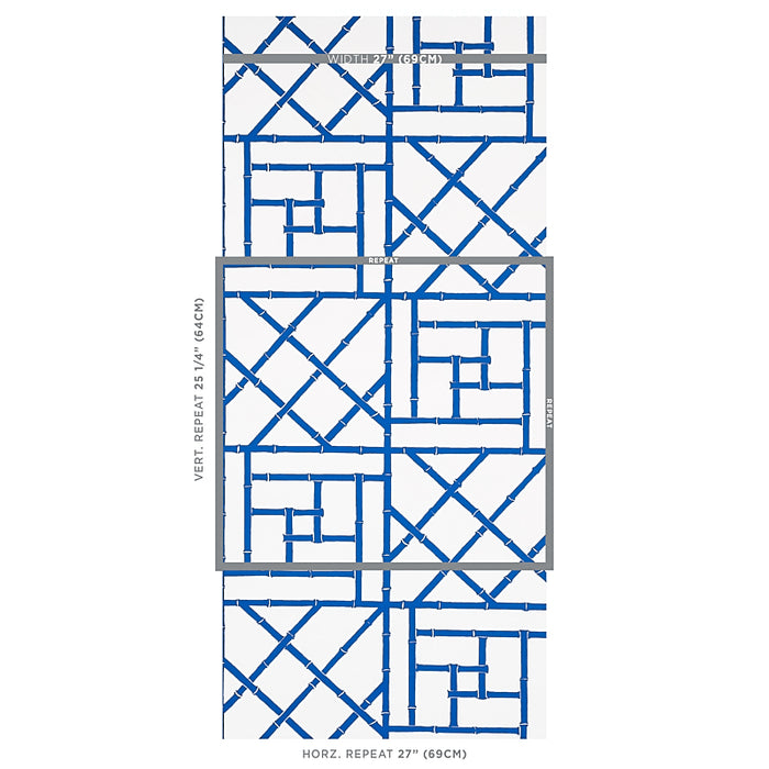 Schumacher Trellis Indigo Wallpaper Sample 5012570