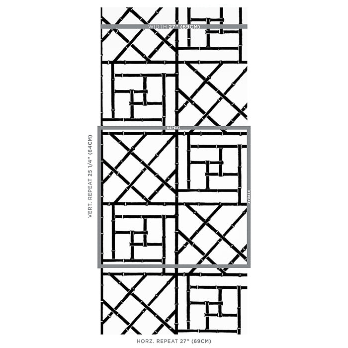 Schumacher Trellis Black Wallpaper Sample 5012572