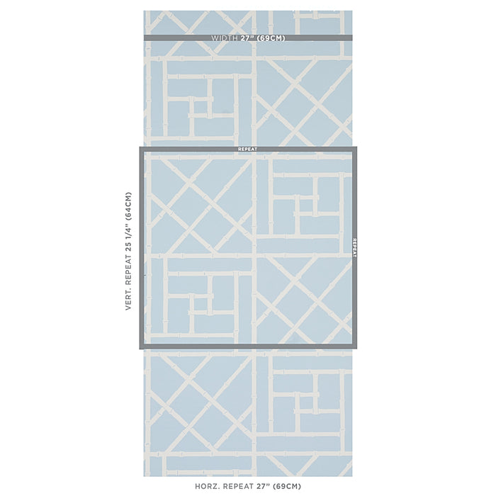 Schumacher Trellis Sky Blue Wallpaper Sample 5012573