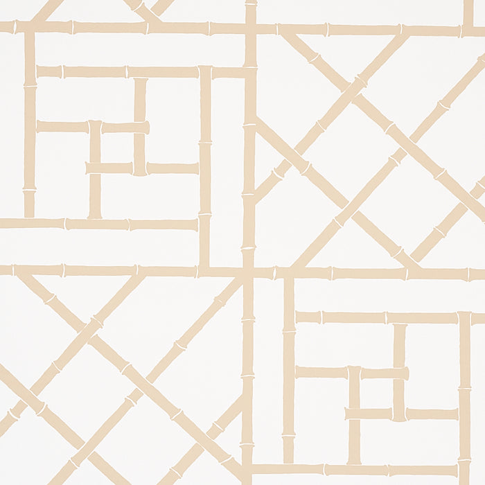 Schumacher Trellis Sand Wallpaper Sample 5012574