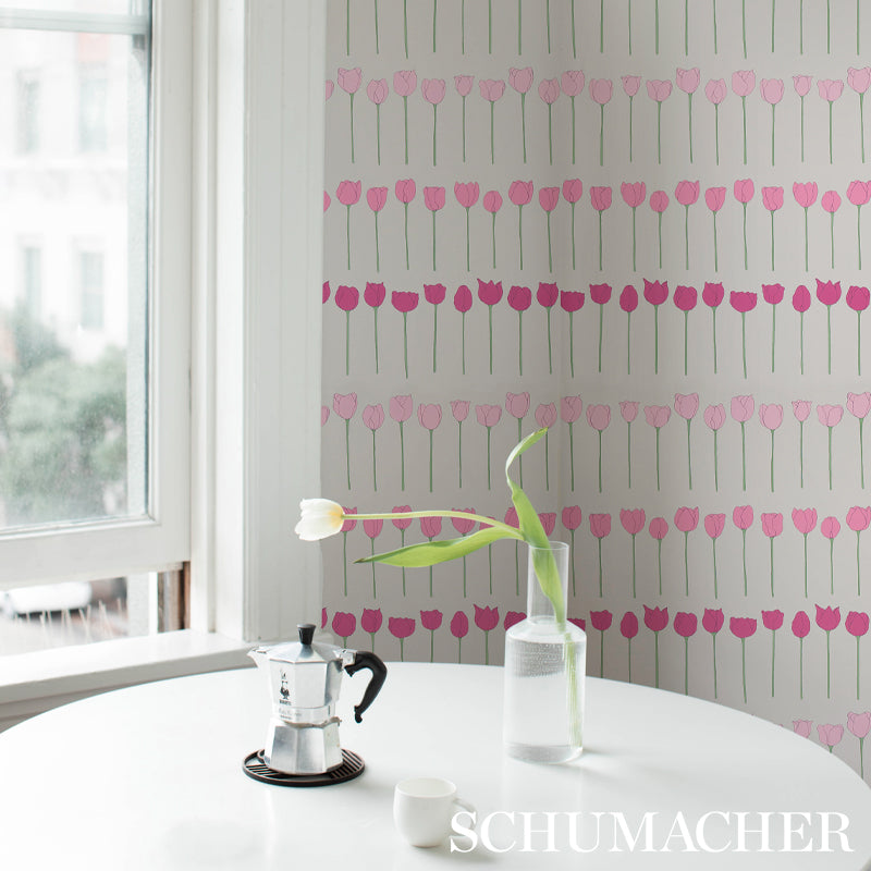 Schumacher Edie Pink Ladies Wallpaper Sample 5012581