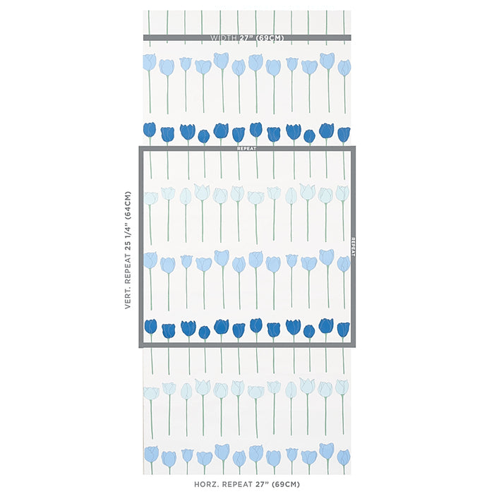 Schumacher Edie Blue Parrot Wallpaper Sample 5012582
