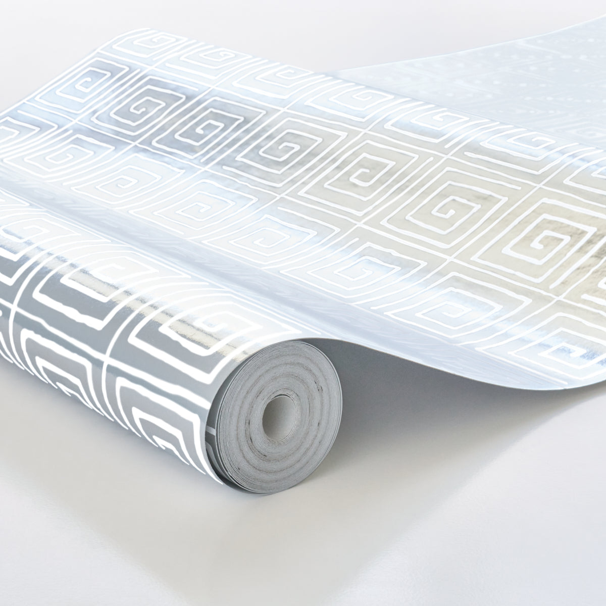 Schumacher Trousdale Metallic Platinum Blanc Wallpaper Sample 5012590