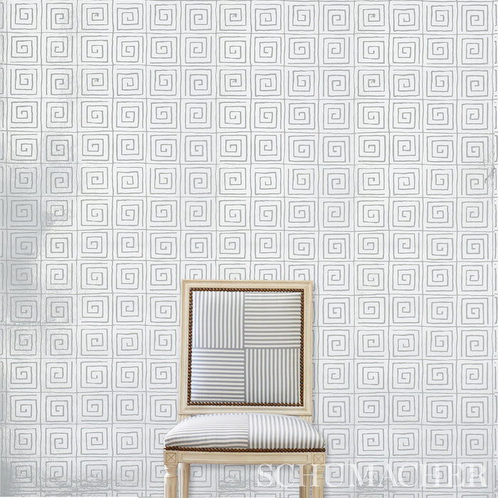 Schumacher Trousdale Metallic Platinum Blanc Wallpaper Sample 5012590