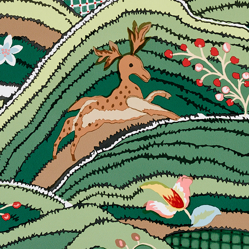 Schumacher Rolling Hills Green Wallpaper Sample 5012631