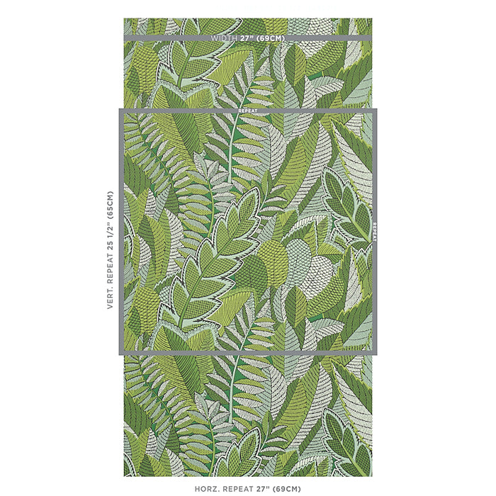 Schumacher Japura Forest Green Wallpaper Sample 5012661