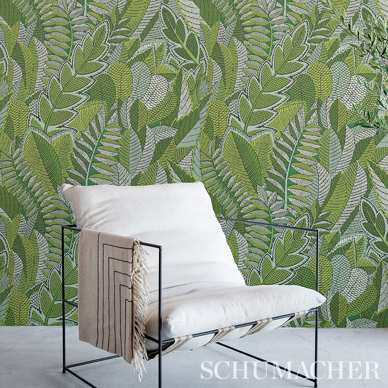 Schumacher Japura Forest Green Wallpaper Sample 5012661