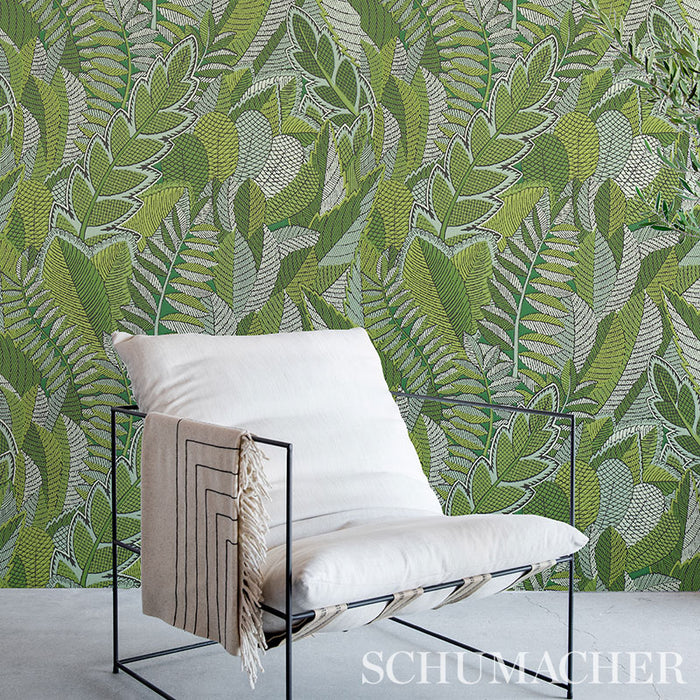 Schumacher Japura Forest Green Wallpaper Sample 5012661