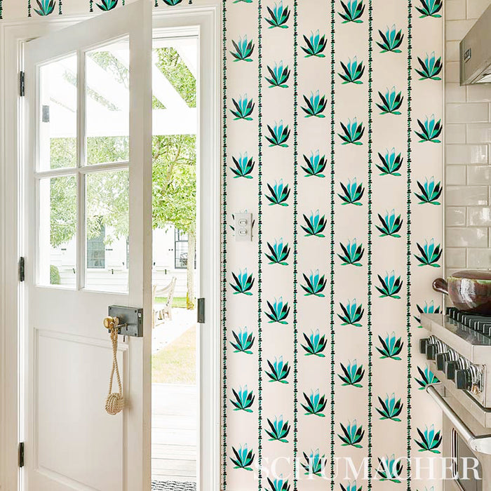Schumacher Agave Stripe Lanai Wallpaper Sample 5012680