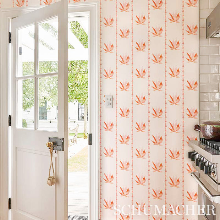 Schumacher Agave Stripe Grapefruit Wallpaper Sample 5012682