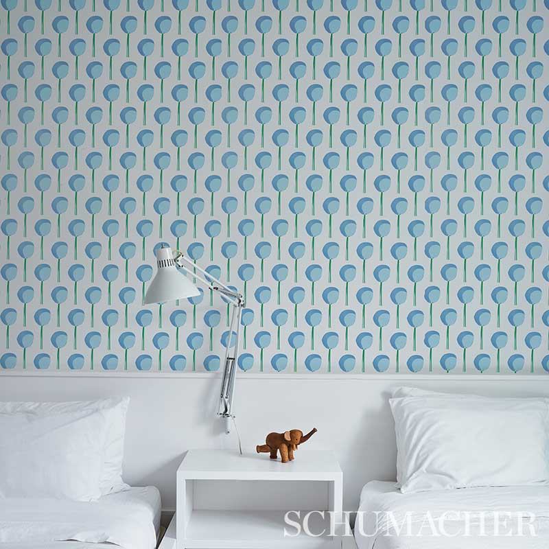 Schumacher Topiary Bluebell Wallpaper 5012701
