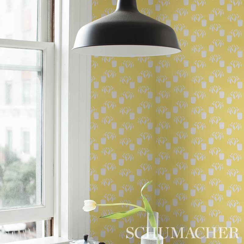 Schumacher Reaching Out Lemonade Wallpaper Sample 5012711