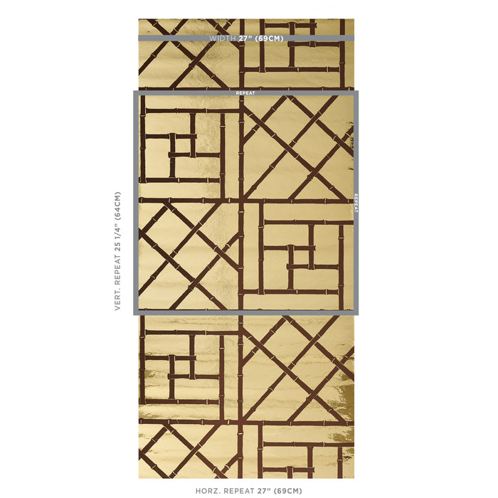 Schumacher Trellis Metallic Glam Gold Wallpaper Sample 5012760