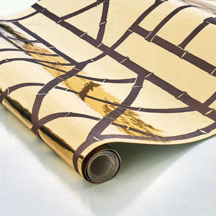 Schumacher Trellis Metallic Glam Gold Wallpaper Sample 5012760