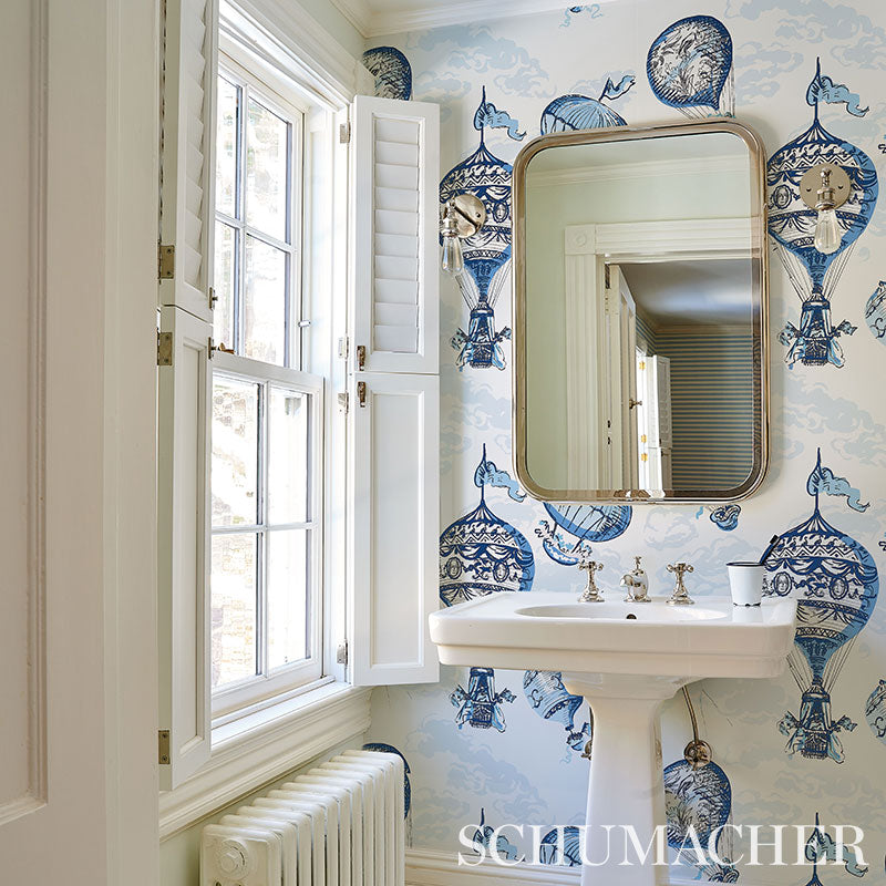 Schumacher Balloons Blue Wallpaper Sample 5012790