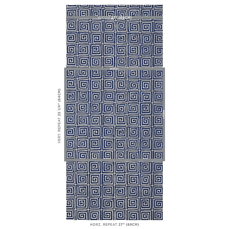 Schumacher Trousdale Midnight Blue Wallpaper Sample 5012813
