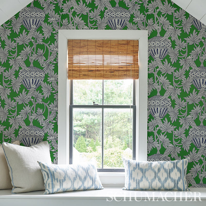 Schumacher Santarem Green Wallpaper Sample 5012821