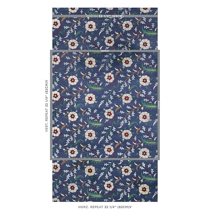 Schumacher Floralia Sisal Indigo Wallpaper Sample 5012831