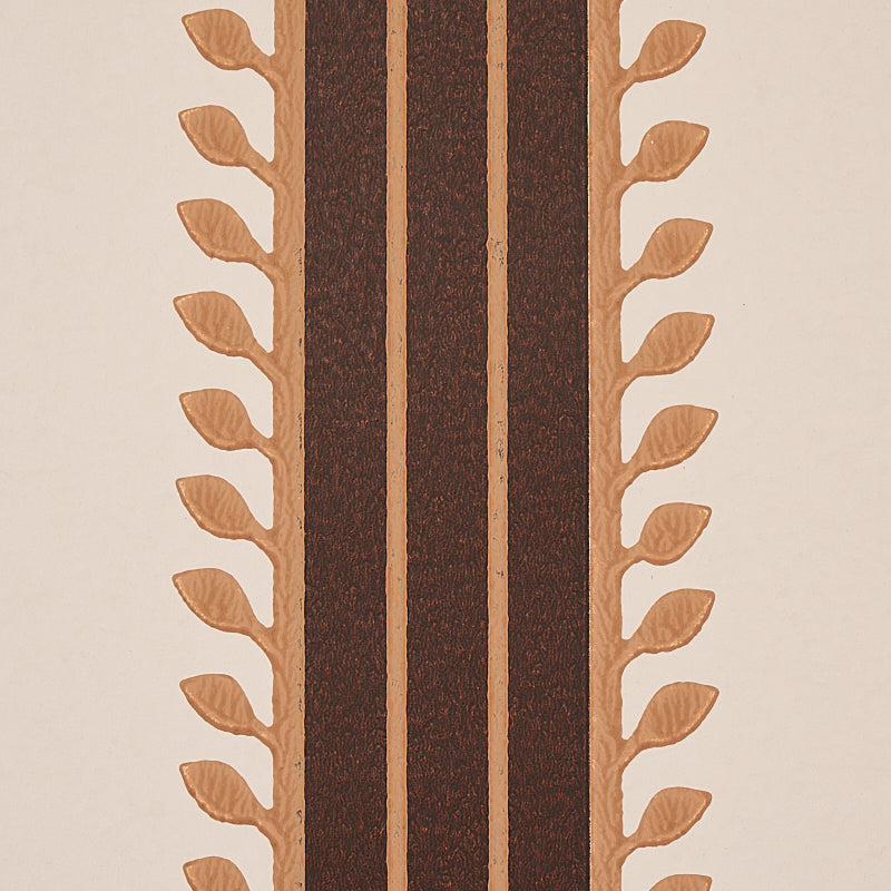 Schumacher Etruscan Stripe Brown Wallpaper Sample 5012850