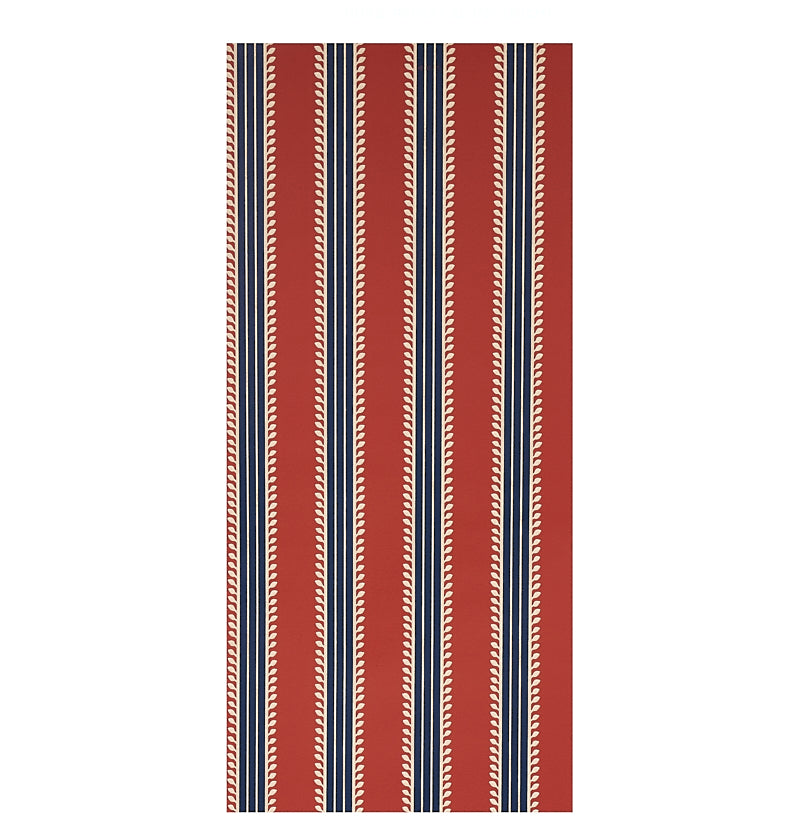 Schumacher Etruscan Stripe Red & Blue Wallpaper Sample 5012852