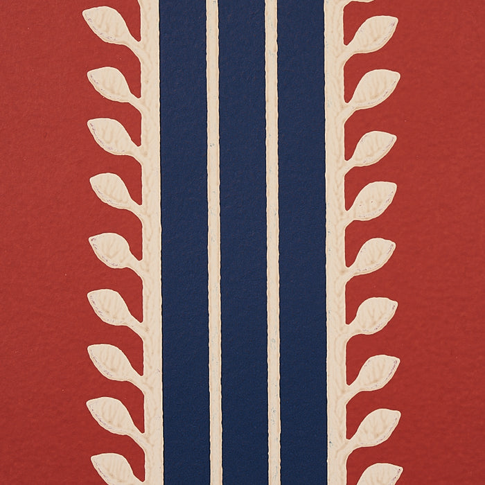 Schumacher Etruscan Stripe Red & Blue Wallpaper Sample 5012852
