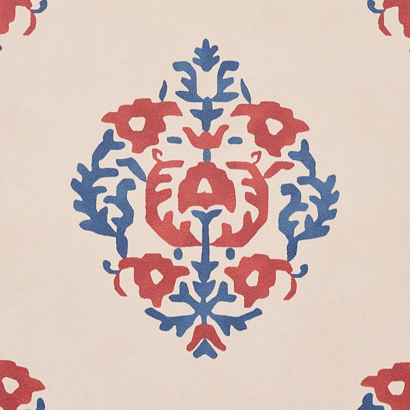Schumacher Constantine Red & Blue Wallpaper Sample 5012882