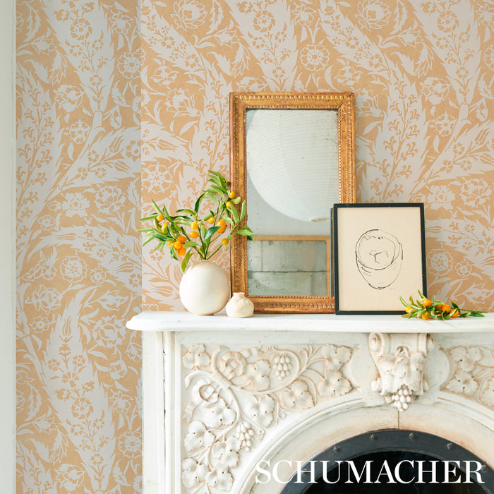 Schumacher Saz Paisley Ochre Wallpaper Sample 5012900