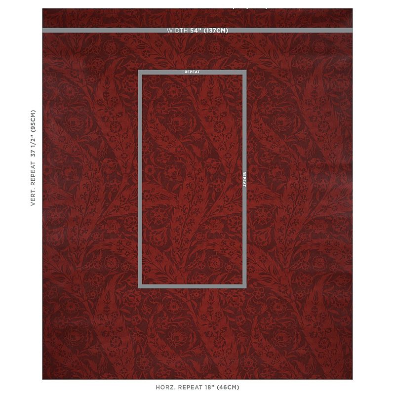 Schumacher Saz Paisley Burgundy Wallpaper Sample 5012902