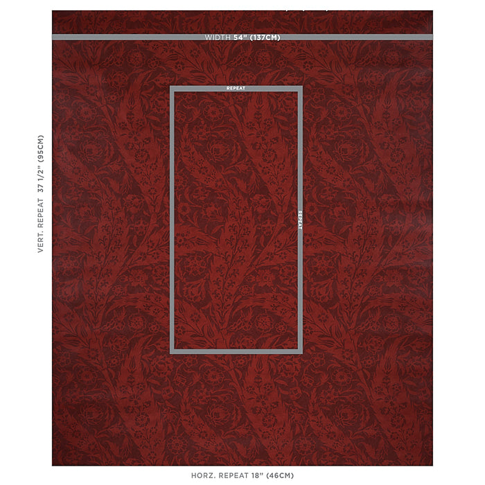 Schumacher Saz Paisley Burgundy Wallpaper Sample 5012902