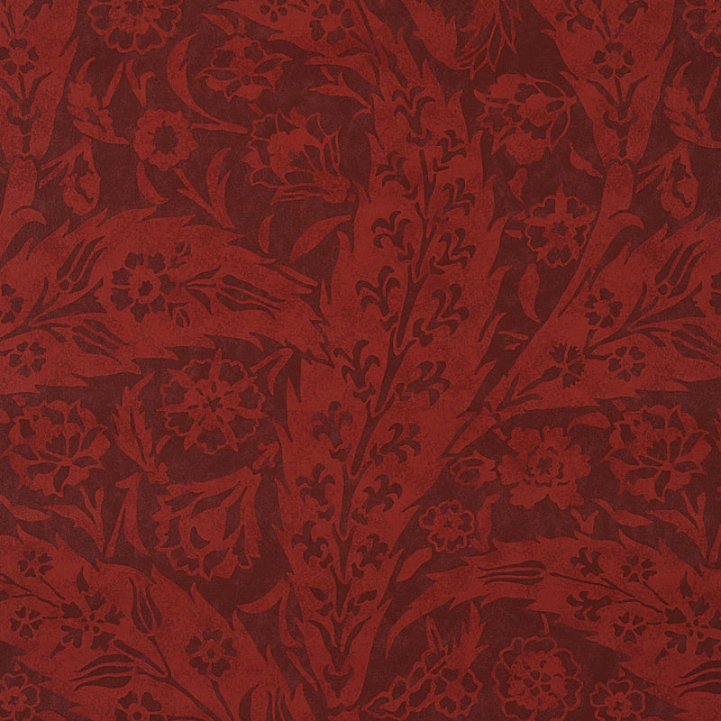 Schumacher Saz Paisley Burgundy Wallpaper Sample 5012902