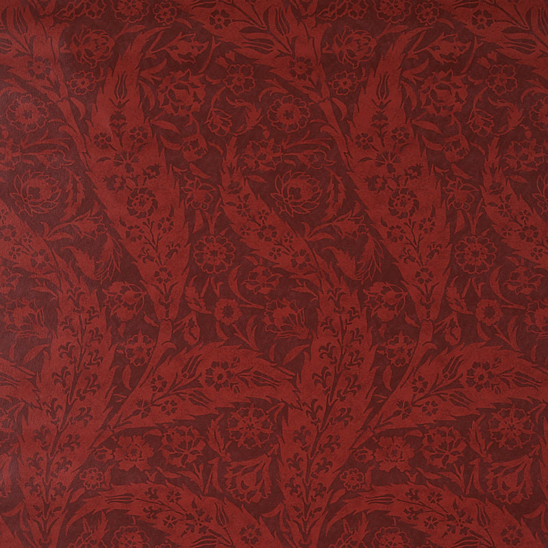 Schumacher Saz Paisley Burgundy Wallpaper Sample 5012902
