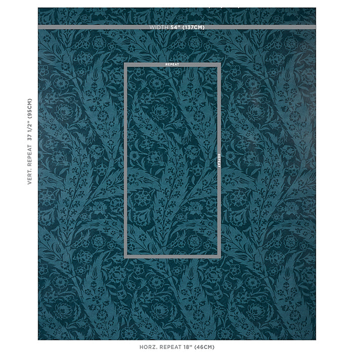 Schumacher Saz Paisley Peacock Wallpaper Sample 5012903
