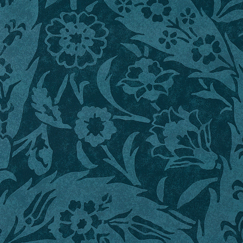 Schumacher Saz Paisley Peacock Wallpaper Sample 5012903